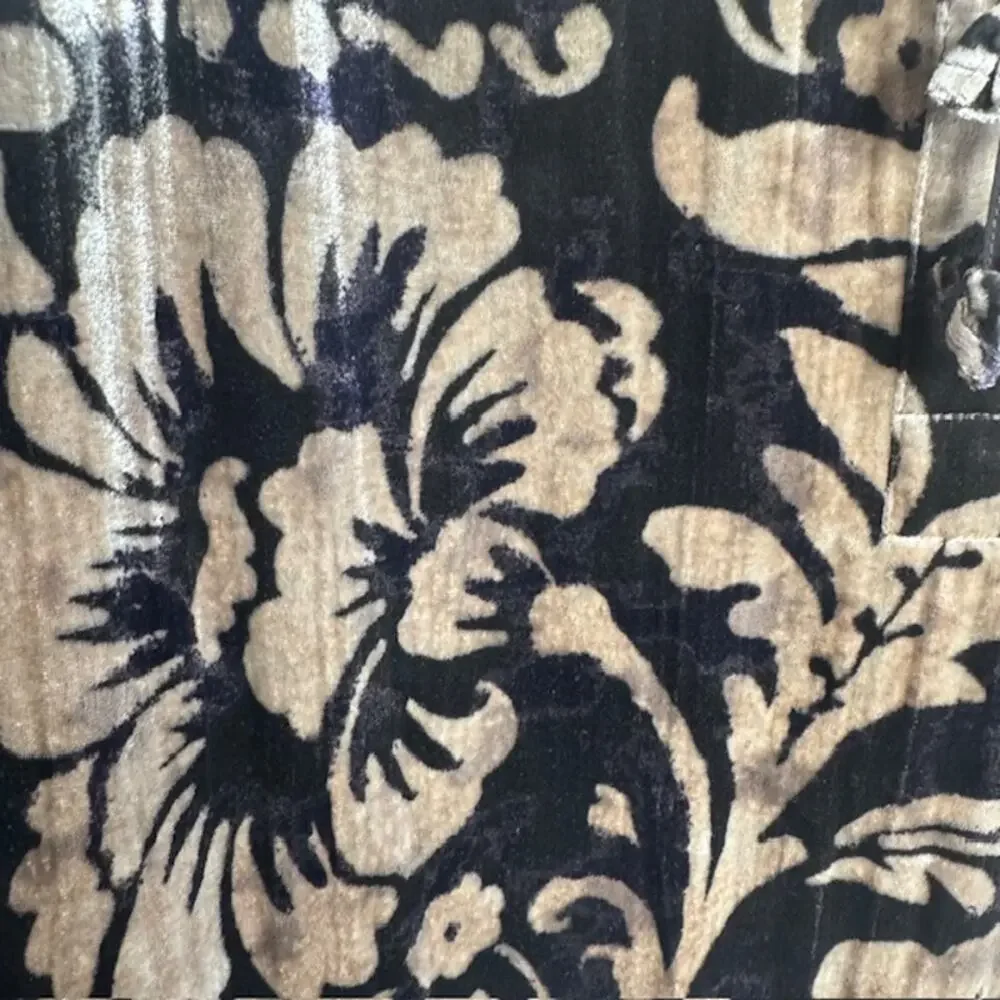 Anthropologie Faustine Velvet Floral Peasant Blouse L Boho Smocked Top